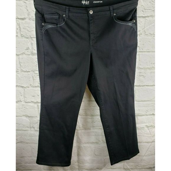 Style & Co Woman Straight Leg Black Jeans Sz 20WP - Picture 1 of 9